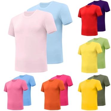 BADHUB Économies d'Été pour Hommes 2 Pcs T-Shirts en Coton Décontractés Manches Courtes Col Rond Tee-Shirt Léger Doux Hauts Classiques Jaune m