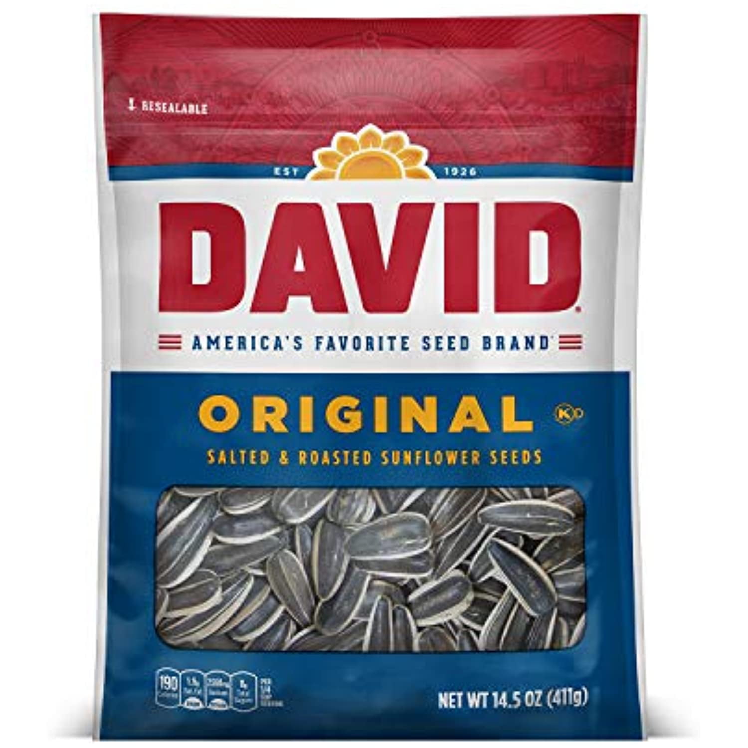 David Seeds Roasted And Salted Original Sunflower Seeds, Keto Friendly, 14.5 Oz, 12 Pack