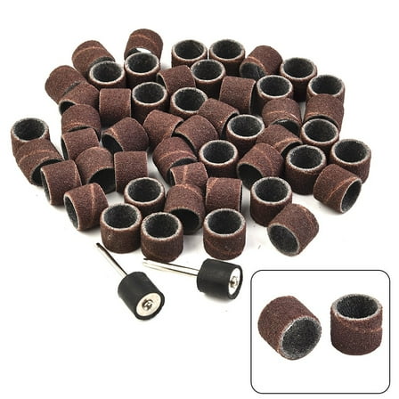 100Pcs 1/2" 80 Grit Sanding Drum Bands Sleeves W/ 2 Mandrels For Rotary Tool
