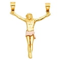 thumbnail image 2 of 14K Two Tone Solid Gold Jesus Body Crucifix Cross Charm Pendant with 1.4mm Round Wheat Chain Necklace - 18", 2 of 4