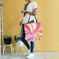 thumbnail image 4 of FORMRS Womens Canvas Tote Bag with Zipper Inner Pocket Shoulder Handbag, Swirling Lines, 4 of 7