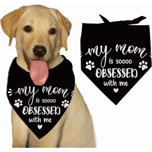 Family Kitchen Funny Cute Black Dog Bandana Paw Prints Pattern Pet Scarf Bibs Washable Polyester Handkerchief Accessories DIY