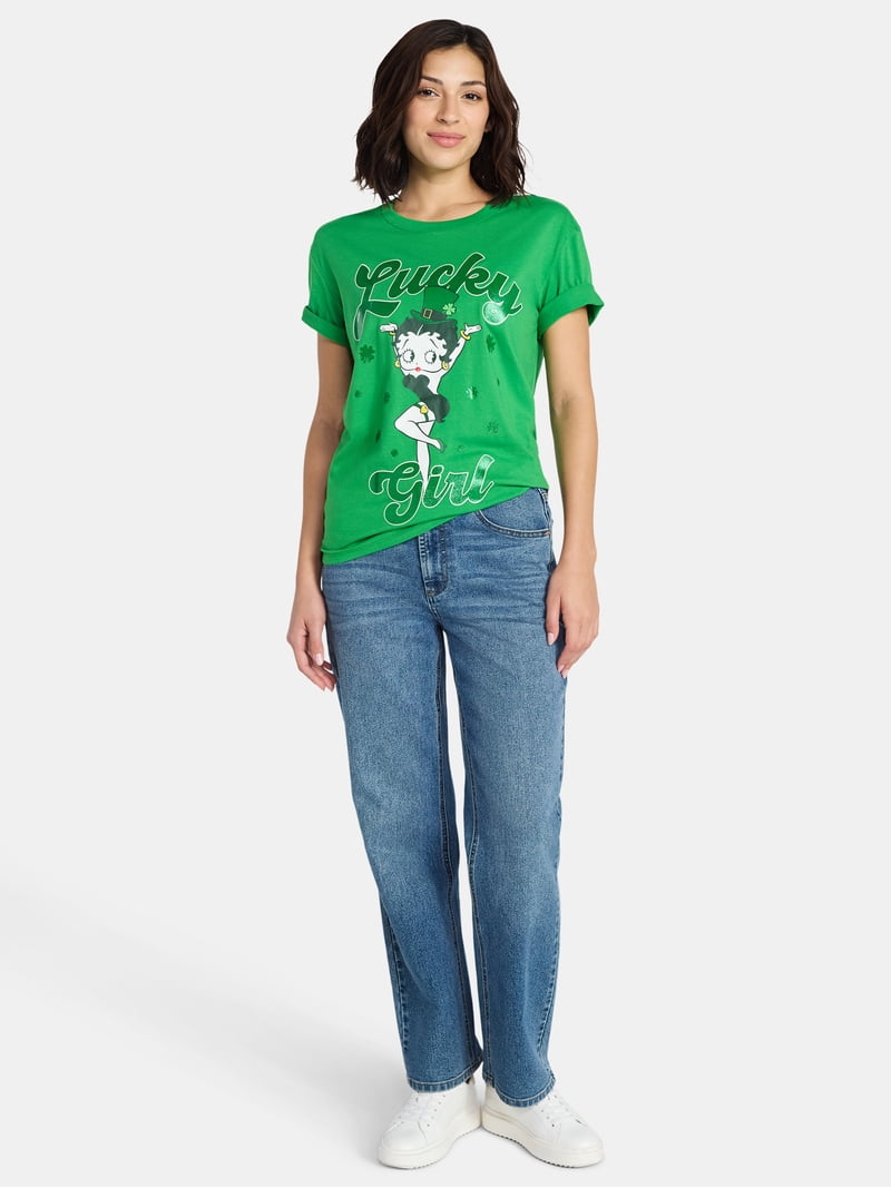 Betty Boop Women's St. Patrick's Day Graphic Tee with Short
