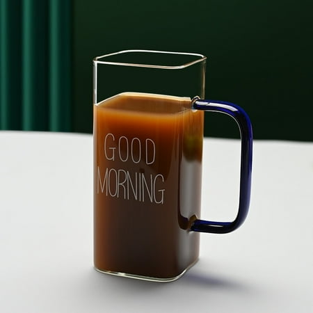 

1PC Good Morning Milk Tea Coffee Yogurt Oat Cup Cocktail Glass Crystal Mugs Creative Letter Printed Mug Transparent with Lip