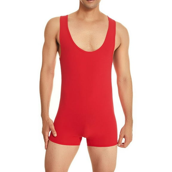 Men's Wrestling Leotard Stretchy Base Layers Boxer Singlet Athletic Bodysuit
