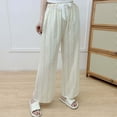 thumbnail image 2 of QQAMB Women's Pants Cotton Floral Printed Elastic Waisted Wide Leg Loose Comfy Homewear Pajamas Pants Beige Free Size, 2 of 3