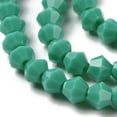 thumbnail image 3 of 10 strand Opaque Solid color Imitation Jade Glass Beads Strands Faceted Bicone Light Sea Green 4x4mm Hole: 0.8mm 80~85pcs/strand 30~32cm, 3 of 4