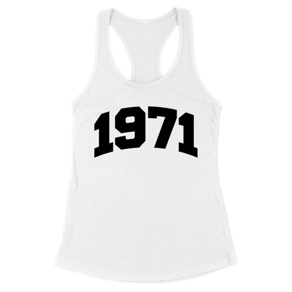 1971 College Style Tank Top Fitted Racerback Women's Large White