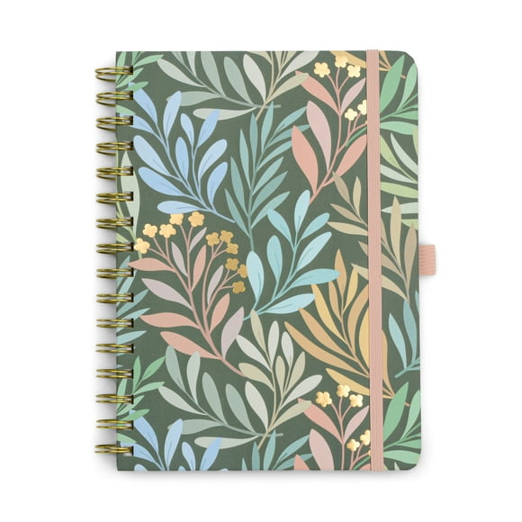 Think Ink Twin Wire Hard Cover Journal - Green Grow with the Flow, 6" x 8.25", 192 Lined Pages, THINK INK TW GROW W FLOW ME 6X8.25 192PG