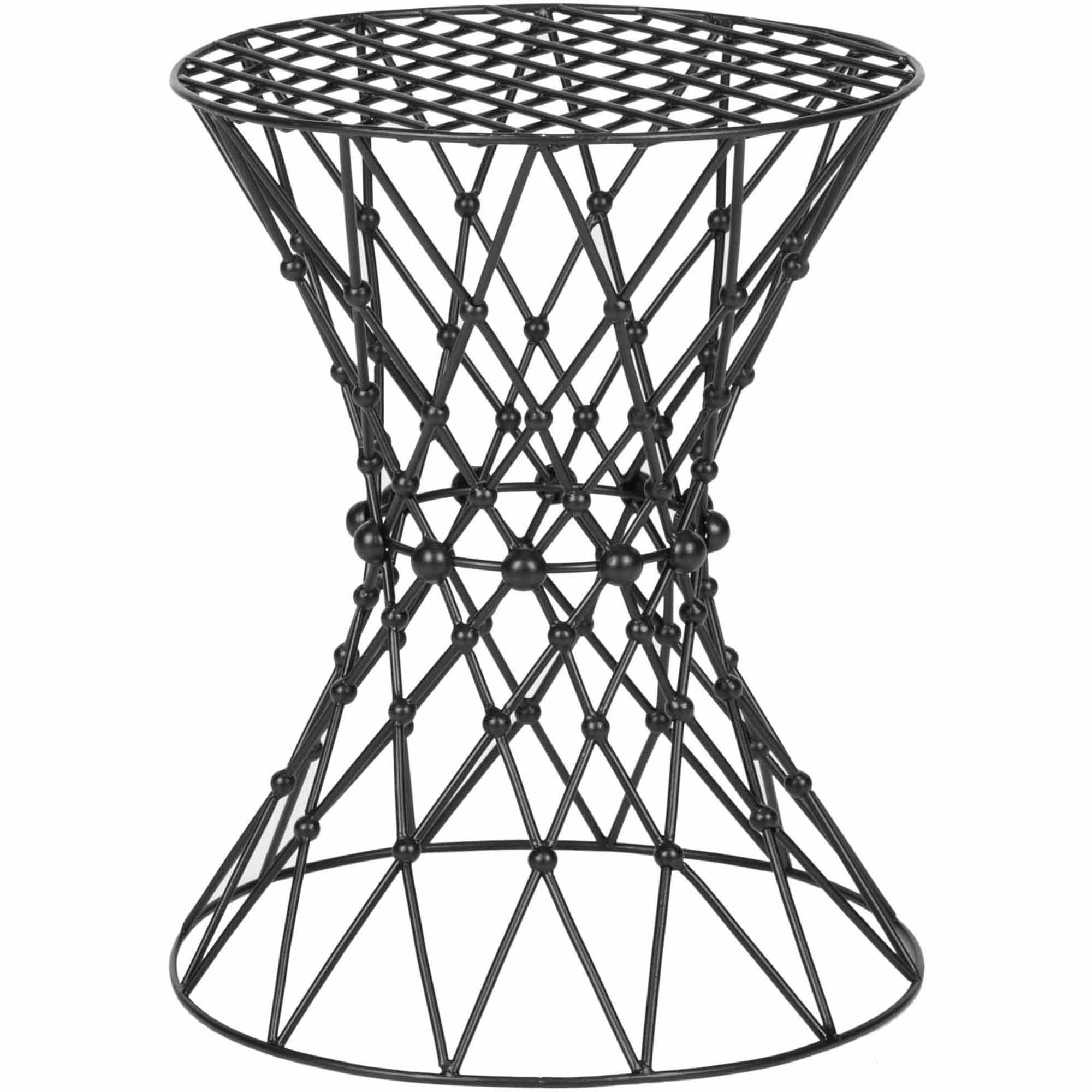 SAFAVIEH Charlotte 17.5 in. H Contemporary Metal Iron Wire Stool, Black Matte