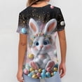 thumbnail image 3 of LTTVQM Easter Scrub Tops Women Rabbits Eggs Print Happy Short Sleeve Tops Loose Fit V-Neck Holiday Shirts with Pockets Pink 4XL, 3 of 5