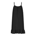 thumbnail image 6 of Taqqpue Women Summer Blackless Dresses Casual Solid Color Crew Neck Sleeveless Sundresses Loose Spaghetti Strap Tank Dress Flowy Swing Vacation Beach T Shirt Dresses for Women, 6 of 10