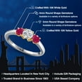 thumbnail image 2 of Gem Stone King 10K Two Tone Gold Lab Grown Diamond and Red Ruby Engagement Ring for Women | 1.20 Cttw | Round 5MM | Gemstone April Birthstone | Size 9, 2 of 6