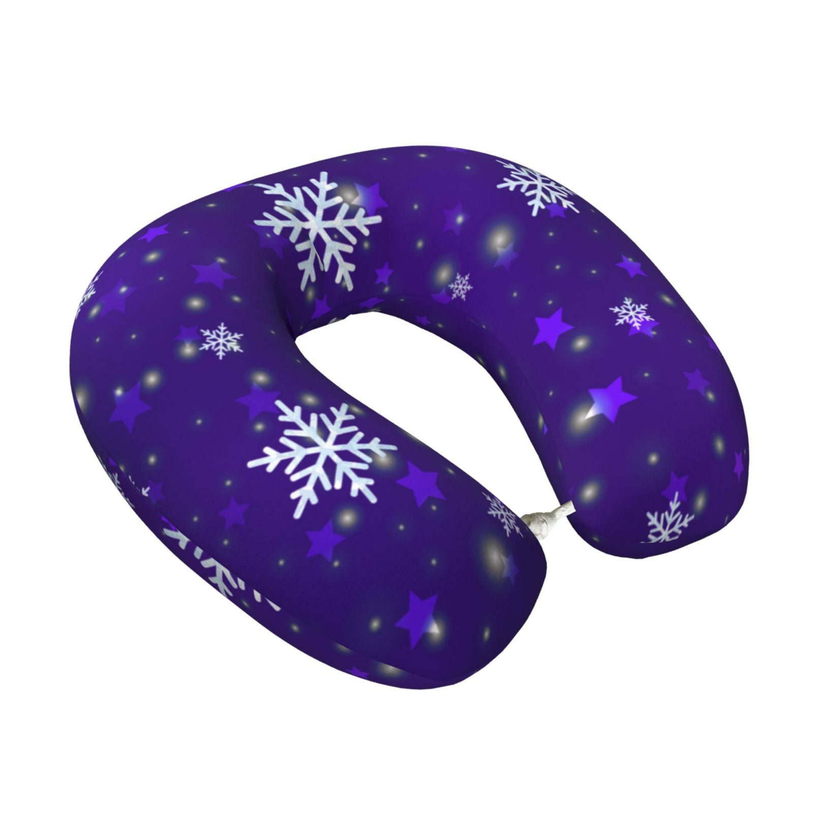Xecao Dark Purple Snowflakes Print Memory Foam Cervical Neck Pillow Versatile U-Shaped Pillows for Home,Office,Camping,Travelling,Soft Washable Cover