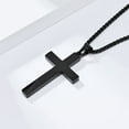 thumbnail image 3 of PAMTIER Unisex Stainless Steel Classic Simple Glossy Plain Cross Biker Crucifix Amulet Couple Necklace Black with 23.6" Chain, 3 of 5
