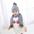 thumbnail image 6 of Odeerbi Winter Beanie for Boys Girls Knitted Beanie Cap Baby Toddler Kids Two-piece Set Solid Color Bib Hat Gray, 6 of 9