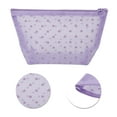 thumbnail image 4 of 3 Pcs Mesh Flocking Heart Pattern Makeup Bag for Vacation Business Travel Purple Mesh Fabric, 4 of 6