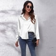 thumbnail image 4 of Blusa holgada De satén para Mujer, camisa elegante De seda, manga larga, ropa De calle para primavera y otoño, 4 of 4