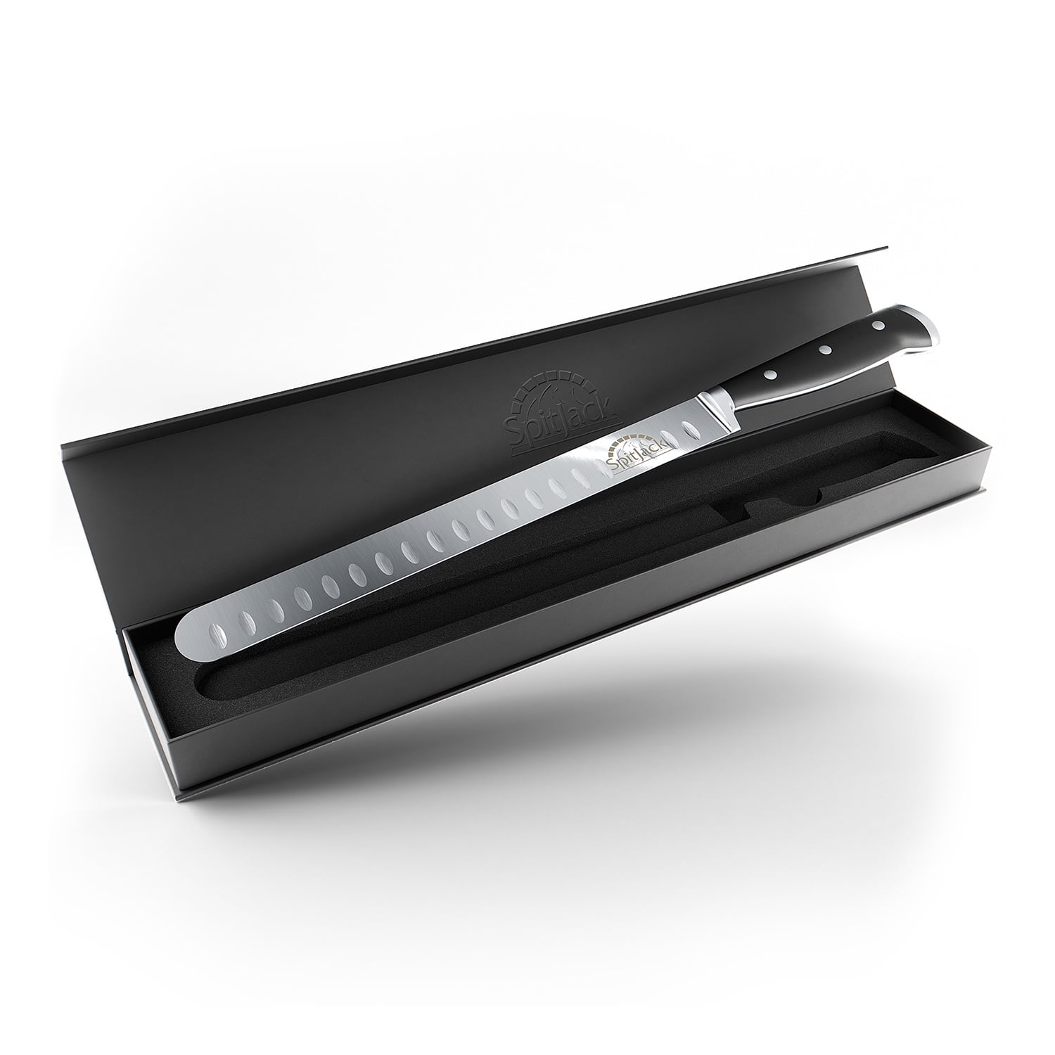 SpitJack Brisket Knife for Meat Carving and Slicing - Stainless Steel, Granton Edge, 11 Inch Blade, BBQ Competition-Chef Series