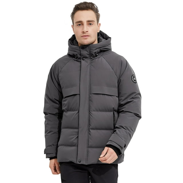 Orolay Men's Winter Down Jacket with Adjustable Drawstring Hood Ribbed Cuff