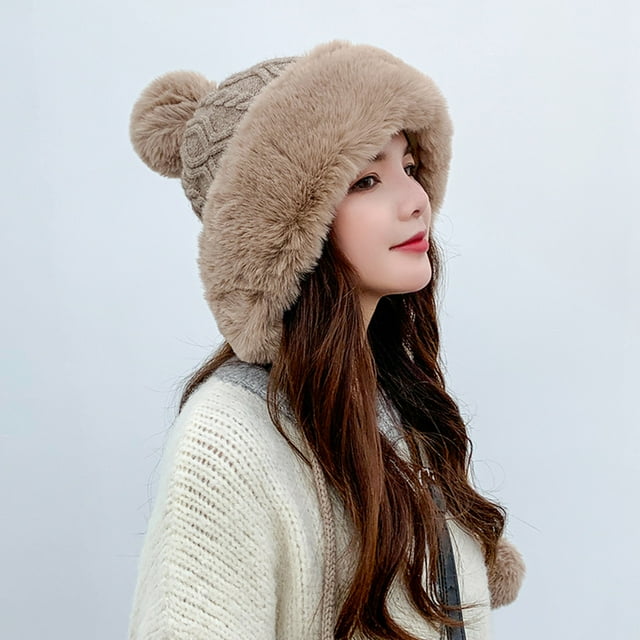 Teissuly Bonnets Chapeaux Mode Femme Tricot Chaud et Hiver Résistant au Froid Couleur Unie Pull Chapeaux