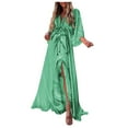 thumbnail image 2 of Robe Maxi Femme Longue Vacances Bohème à Imprimé Cachemire Fendue Rayée Dames Été, 2 of 6