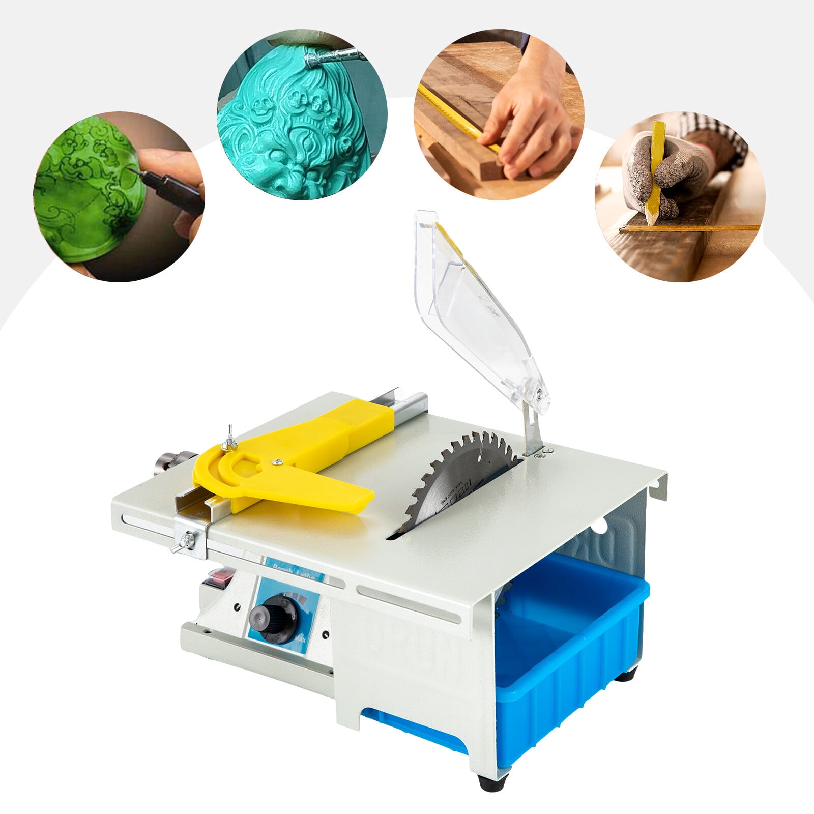 750W 29*22*23.5cm Mini Table Saw Jewelry Making Polisher 5-in-1 Bench Grinder for Carving Polishing Drilling of Jade