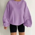 thumbnail image 2 of VNKIDY Women's Sweatshirt Street Style Solid Color Loose Fit Pullover Fall Winter Long Sleeve Crewneck Soft Sweatshirts Comfortable Tops, 2 of 6