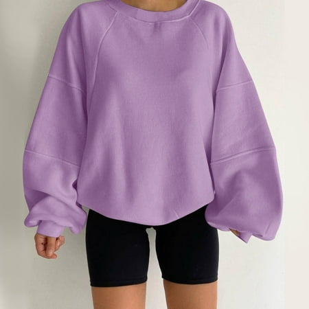 SIYUDAN Women Sweatshirt Long Sleeve Sweatshirt Long Sleeve Pullover Tops for Women Purple Pullover Adult Sweatshirts Fall Sweatshirt Womens Clothing