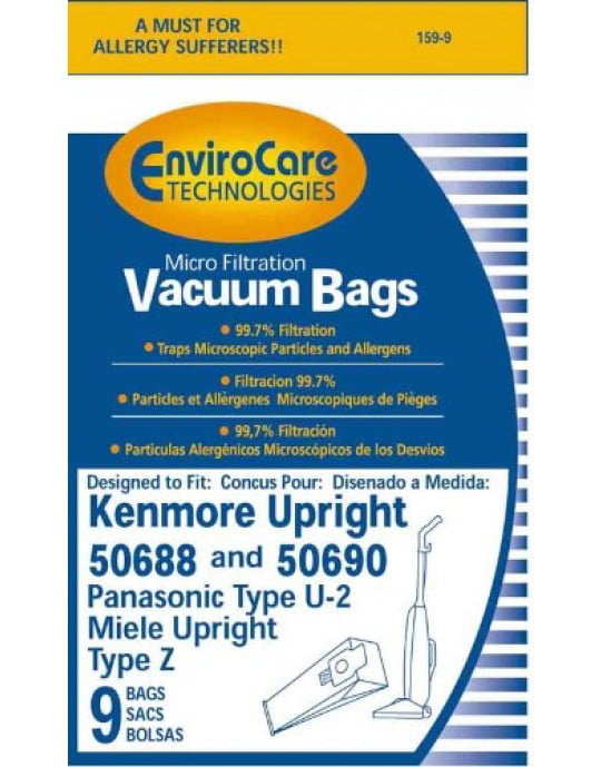 Kenmore Upright 50688 and 50690 Panasonic Type U-2 Vacuum Bags Microfiltration