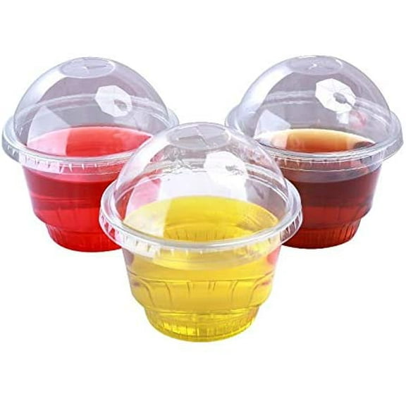 10 oz 100 sets Disposable Plastic Cups with Dome Lids Party Cup for Cold Drinks - Bubble Boba - Iced Coffee - Tea - Smoothie