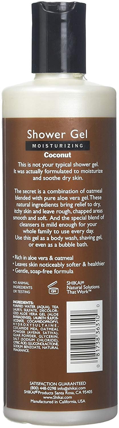 ShiKai Coconut Shower Gel Moisturize Dry Skin w/ Oatmeal, 12 oz, 3-Pack