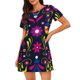 thumbnail image 1 of Disketp Colorful Mexican para Camisón Corto de Manga Corta para Mujeres, Camisón Cómodo con Escote Redondo, Bonito y Confortable, 1 of 6