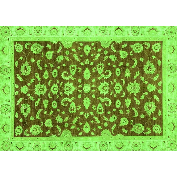 Ahgly Company Indoor Rectangle Oriental Green Traditional Area Rugs, 3' x 5'