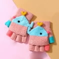 thumbnail image 3 of Zwiiyzr Kids Convertible Mittens Fingerless Winter Glove Toddler Knit Half Finger Mittens Flap Full Finger Glove Xmas Gifts for 6-10 Years Old Pink, 3 of 4