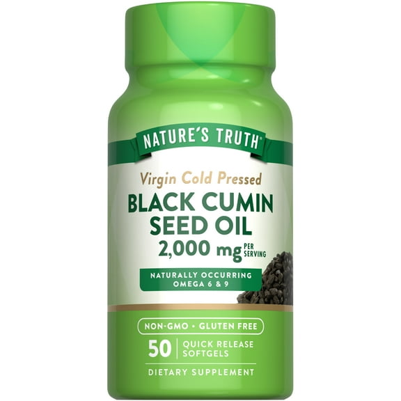 Black Cumin Seed Oil 2000 mg | 50 Softgels | Cold Pressed Pills | Non-GMO, Gluten Free | by Nature's Truth