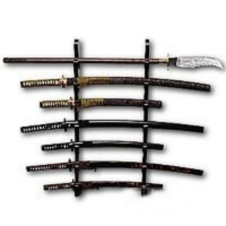 Wall Swords - Black Lacquered Wall Sword Display aw1885