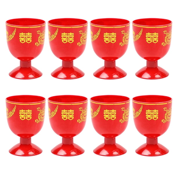 KAKOWELY 8 copas de vino con diseño de boda china, mini copas, cáliz de vino tinto, artículos para el hogar
