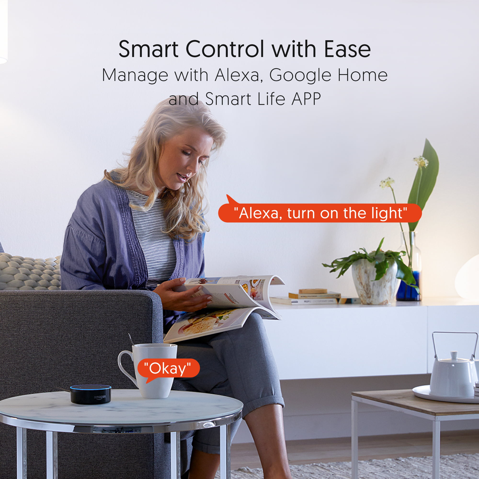 Smart Plug Google Home and SmartThi... TECKIN WiFi Outlet 15A Works with Alexa 