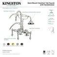 thumbnail image 4 of Kingston Brass AE13T7 Aqua Vintage 3-3/8" Center Deck-Mount Clawfoot Tub Faucet with Hand Shower, Brushed Brass, 4 of 5