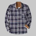 thumbnail image 3 of JSGEK Men's Plaid Padded Shirts Casual Long Sleeve Button Down Lapel Jackets Fashion Slim Fit Winter Warm Tops Blouse Dark Blue M, 3 of 4