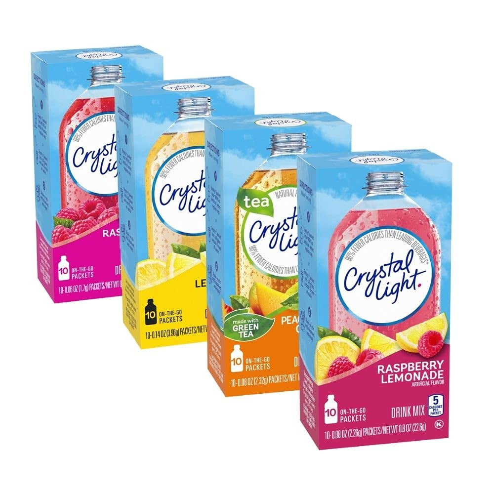 Crystal Light 4 Favorite Flavors SugarFree OnTheGo Drink Mix Variety Pack, 10 Ct Each Box