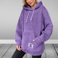 thumbnail image 2 of WREESH Womens Plus Size Sweatshirt Fashion Oversized Sweatshirts Fleece Hoodies Long Sleeve Shirts Pullover Fall Clothes with Pocket Tops Purple, 2 of 9