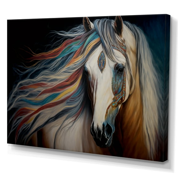 Designart Indian Horse With Colorful Mane I Canvas Wall Art