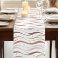 thumbnail image 3 of Table Runners 48 Inches Long Dress Scarves, Brown Stripes Farmhouse Kitchen/Dining Table Runner, Short Coffee Tablerunners, Minimalism Ombre Waves Abstract Textures 13x48 Inch, 3 of 9