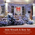 thumbnail image 2 of Best Choice Products 36in Pre-Lit Outdoor Christmas Wreath, LED Metal Holiday Decor w/ 120 Lights, Bow - Silver/Red, 2 of 7