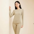 thumbnail image 2 of Gibobby Ropa interior deportiva térmica de otoño e invierno para parejas con suéter de algodón con Base de lana para hombres y mujeres conjunto largo de seda para mujeres（Beige， M), 2 of 5