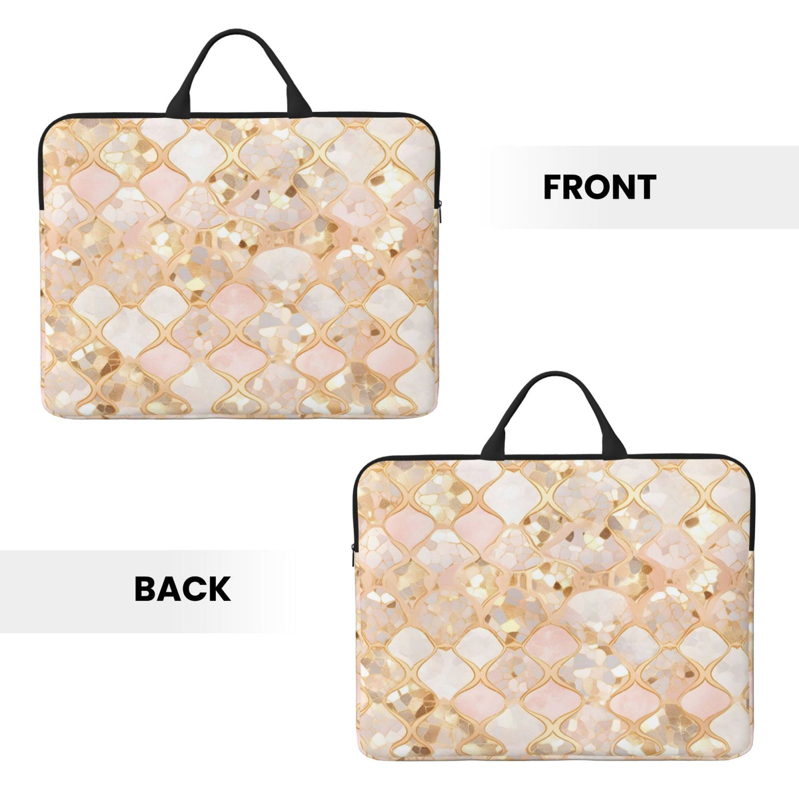 Laptop Sleeve Bag For Women Men 14inch Waterproof Durable Protective Computer Carrying Cover Handle Laptop Case Bag Rose Gold Leopard Print Animal Skin Texture_1