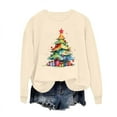 thumbnail image 4 of Women Christmas Tree Printed Tshirts Cropped Sweatshirt With Collar Long Button Down Sweaters Off The Shoulder Sweatshirt Cropped Long Sleeve Pack, 4 of 6