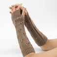 thumbnail image 4 of Guantes Invierno para Mujer, de Punto con Orificio para El Calentadores de Elásticos Unisex de Color Sólido, Térmica C BLESIY guantes largos sin dedos, 4 of 5